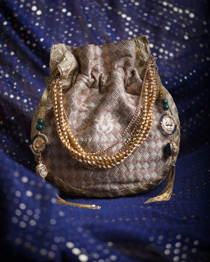 Gold and Silver Batua Bag