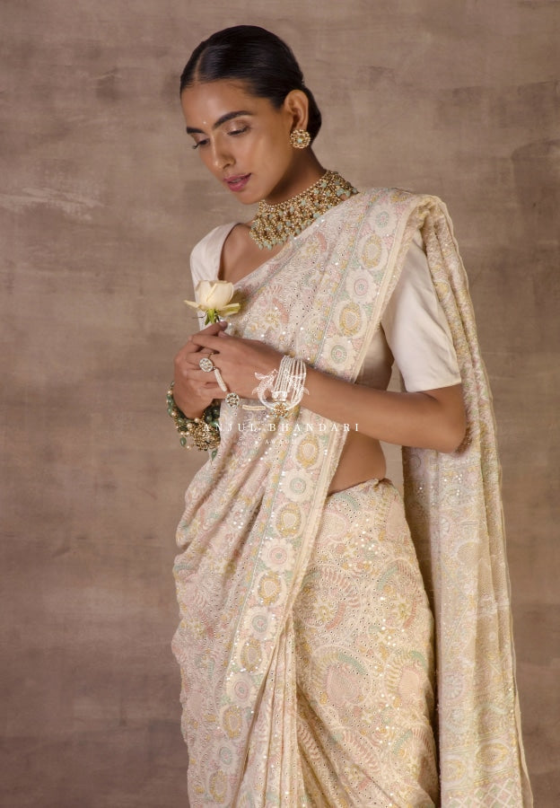 Ivory colour 2025 bridal saree