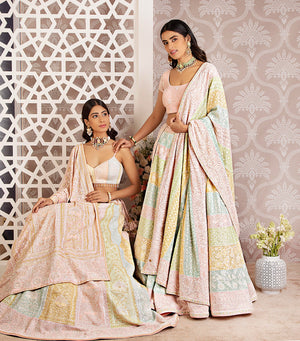 
                  
                    Load image into Gallery viewer, Multi Colour Lehenga Set Gold Silver
                  
                