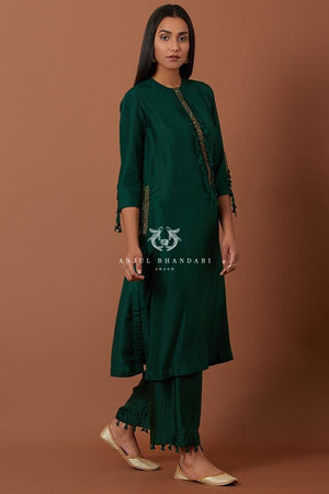 Bottle Green Khadi Cotton Kurti Pant Set, Size: Xl, 140 Gsm at Rs 350/set  in Meerut