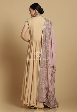 
                  
                    Load image into Gallery viewer, Chikankari Anarkali Nude And Lavender
                  
                