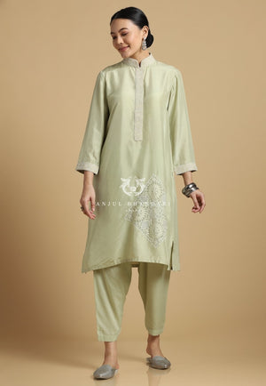 
                  
                    Load image into Gallery viewer, Chikankari Kurta Set Sage Green
                  
                