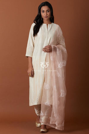 
                  
                    Load image into Gallery viewer, Ivory/pink Straight Suit Set Kurta Set
                  
                