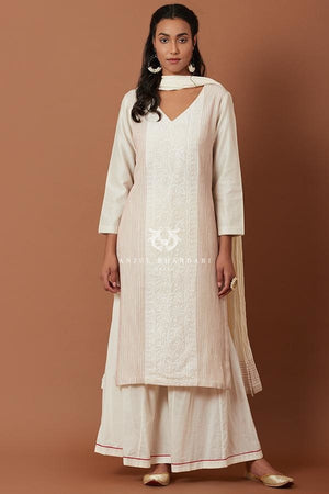 
                  
                    Load image into Gallery viewer, Ivory/red Kurta Set
                  
                