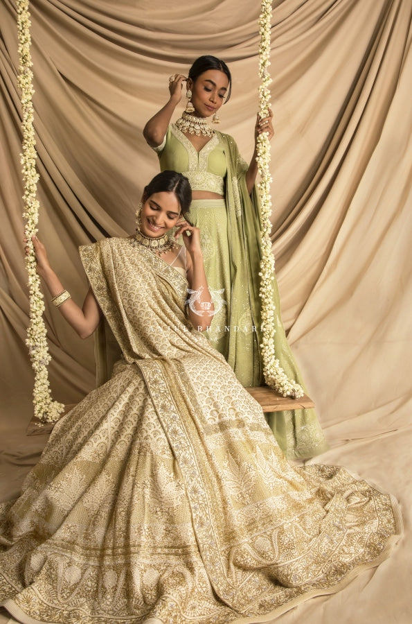
                  
                    Load image into Gallery viewer, Lehenga Mint Green Set
                  
                