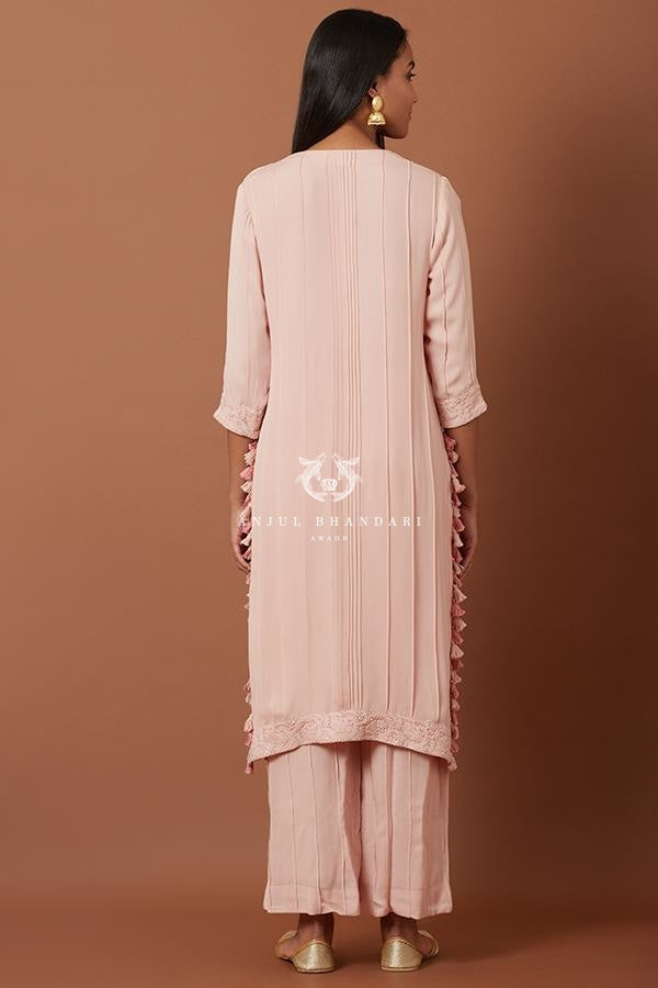 
                  
                    Load image into Gallery viewer, Old Rose Pleating Straight Suit Set Kurta Set
                  
                