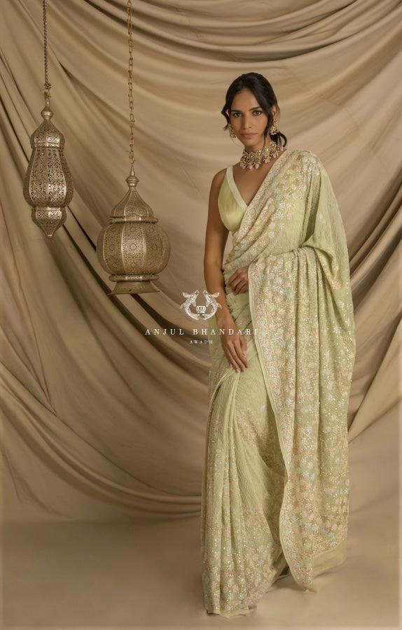 
                  
                    Load image into Gallery viewer, Saree Mint Green Sharara Set
                  
                