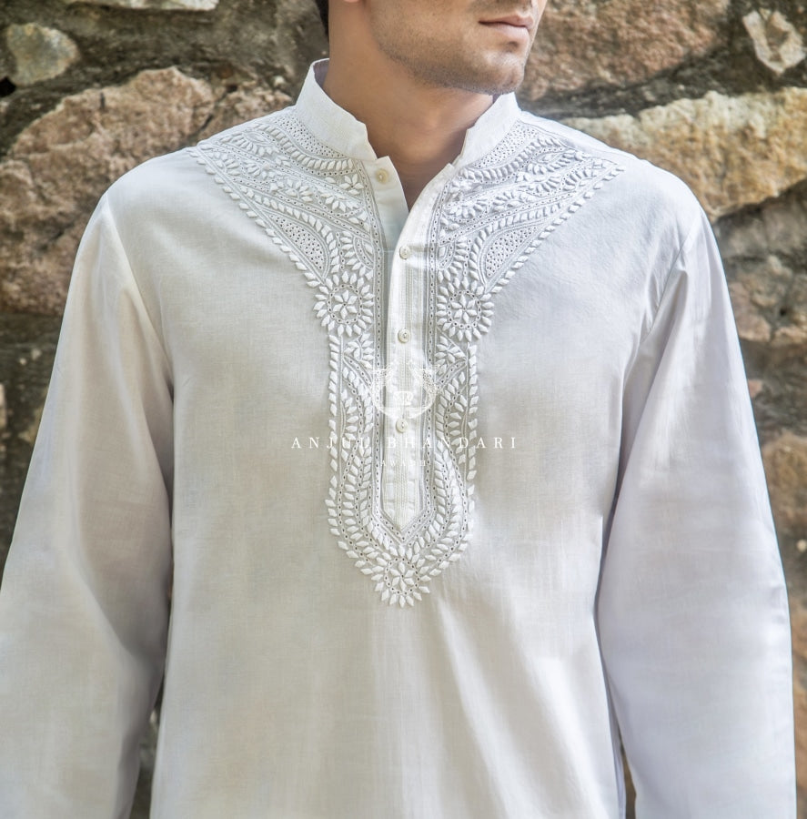 White Aligarhi Kurta Menswear